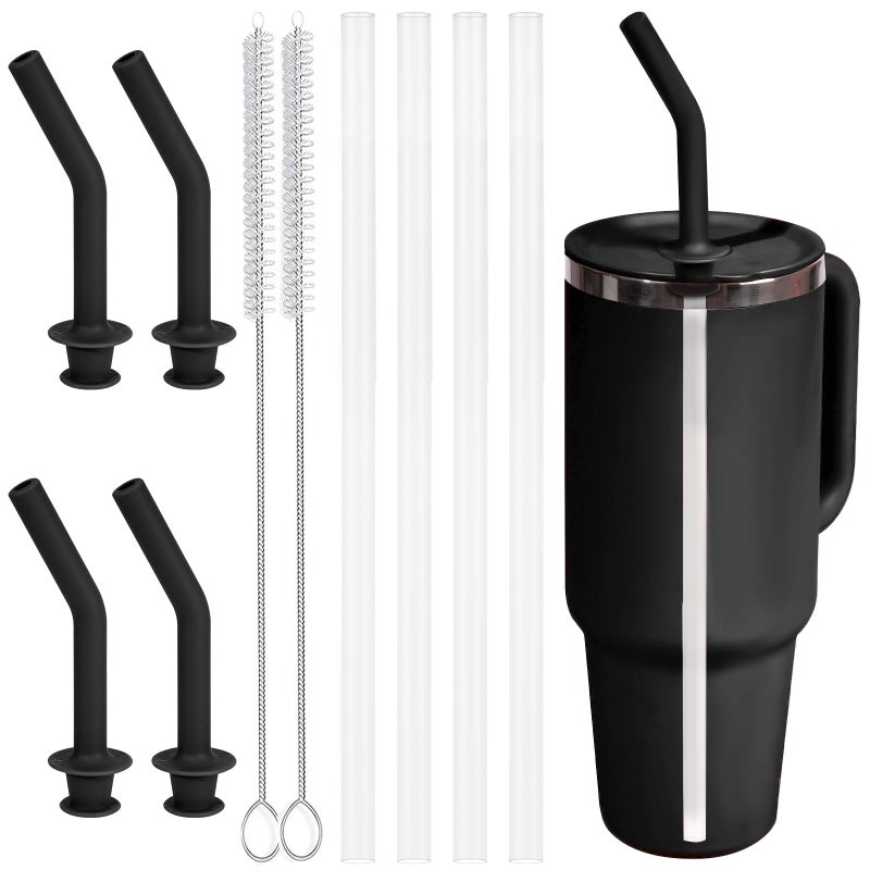 Greant 4 PCS Closeable Press-in Straw for Hydroflask All Around Travel Tumbler 40 oz, Straw for Hydro Flask Travel Tumbler with Handle 32 oz, Black - Image 1